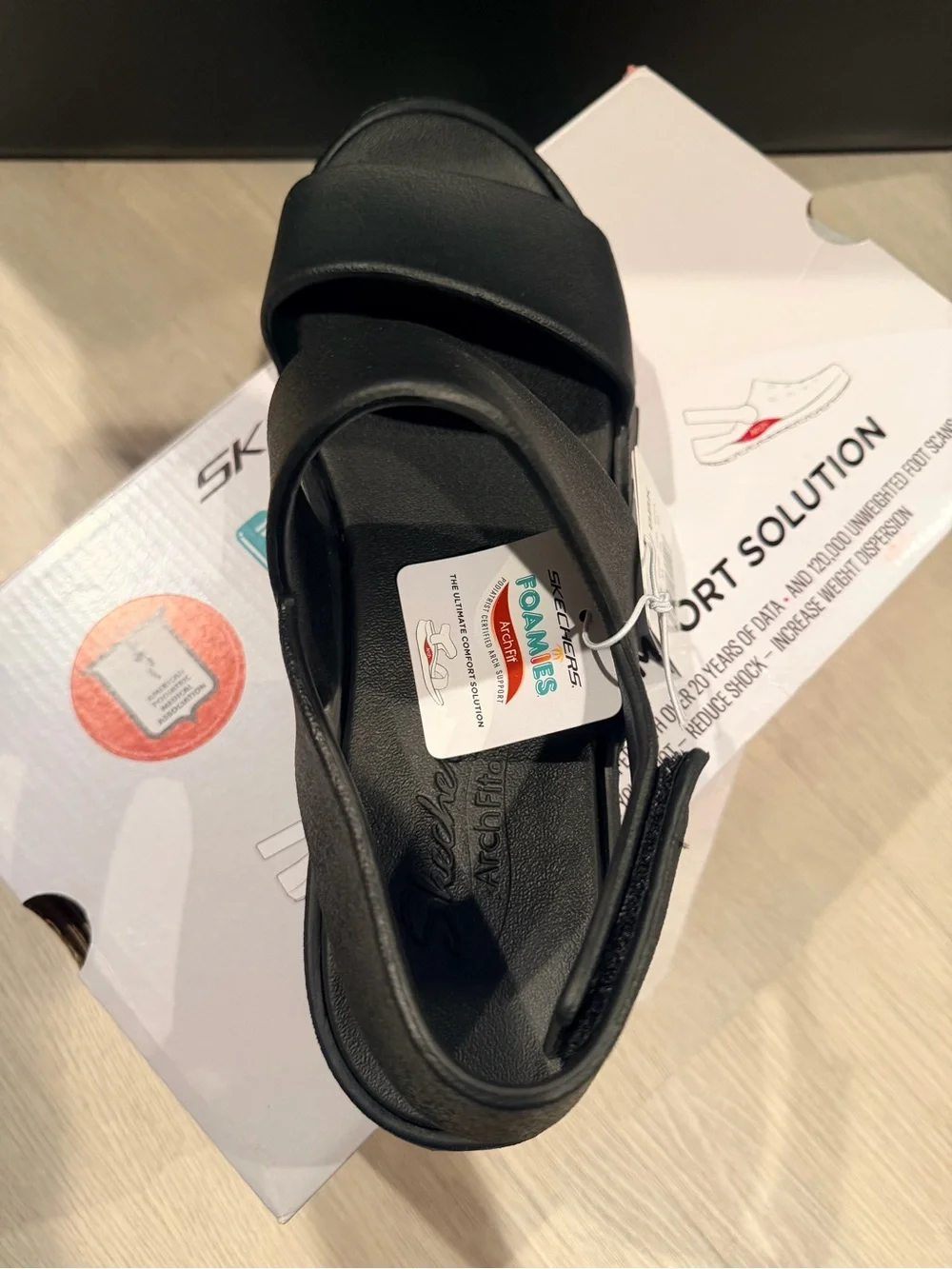 Skechers Black Double-Strap Slide Sandal Foamies Size 11 NWT